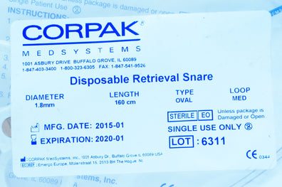 Corpak Disposable Retrieval Snare, Oval 1.8mm x 160cm (x)